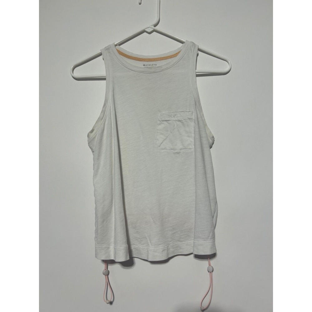 Athleta Women Size S White Organic Daily Bungee Sleeveless Tank Top 530537